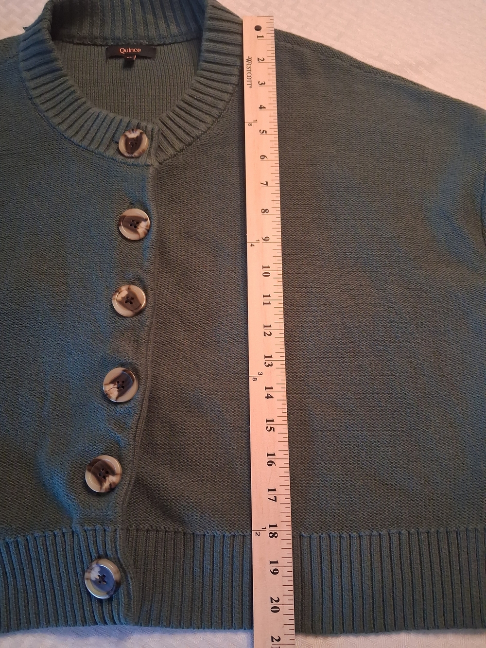 Quince Olive Green Button-Front Cardigan - Picture 7 of 8